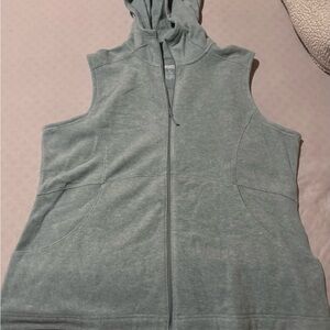 Women’s fleece Sage green Sleeveless Hoodie Vest